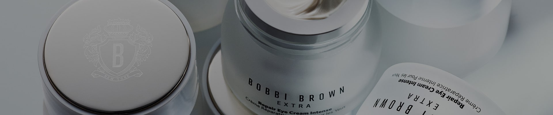 Bobbi Brown Extra Skincare Products shot from above with dramatic lighting